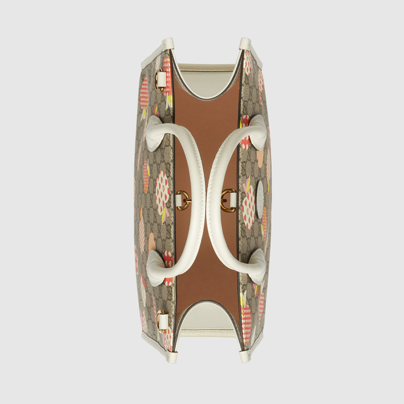 ハートアップルモチーフの小さなトートバッグ-5